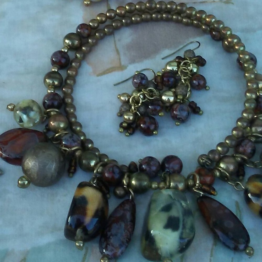 Necklace, bracelet and earrings